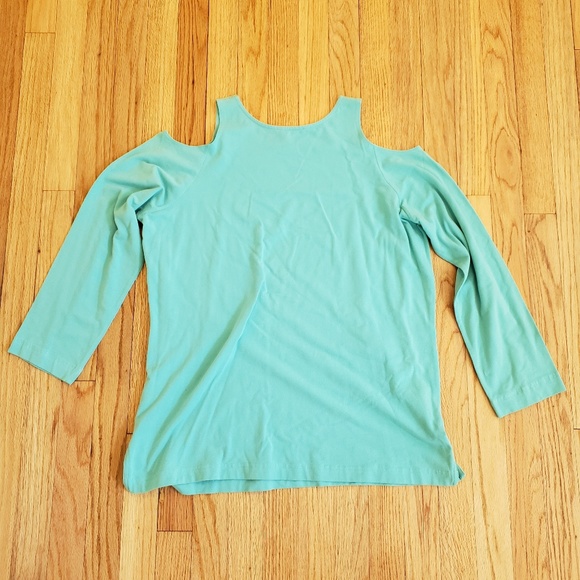 Turquoise Cold Shoulder Top - Picture 2 of 3
